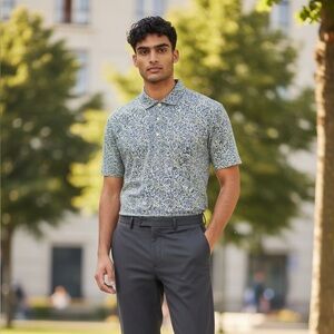 Puna Men's Blue and Yellow Patterned Golf polo